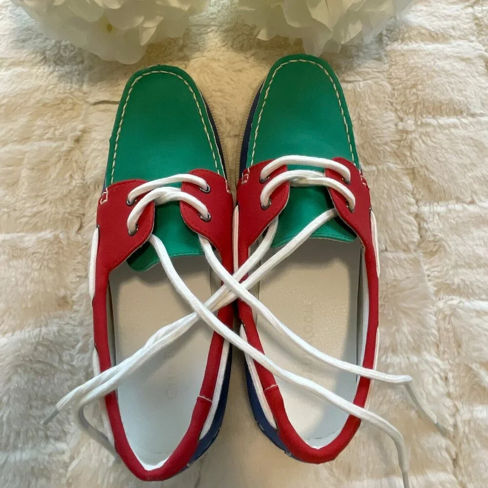 Club Room Elliott Blue/Green Boat Shoes NWT NIB
